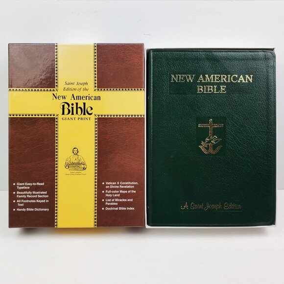 New American Bible Saint Joseph Giant Print Vintage 90s Gold Gilded Unread - Picture 1 of 11